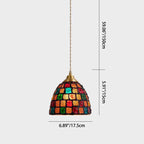 Traditional Tiffany Shell Decor Stained Glass Semicircle 1-light Pendant Light for Bedroom BulbSquare