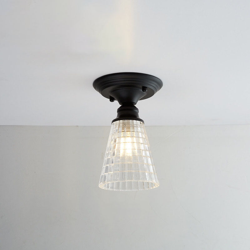 Nordic Vintage Glass Floral Round Geometry 1-Light Semi-Flush Mount Ceiling Light Lumendat