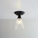 Nordic Vintage Glass Floral Round Geometry 1-Light Semi-Flush Mount Ceiling Light Lumendat