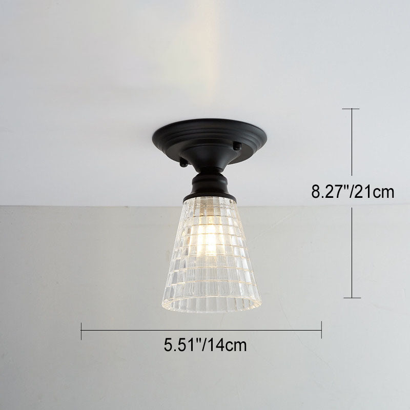 Nordic Vintage Glass Floral Round Geometry 1-Light Semi-Flush Mount Ceiling Light Lumendat