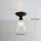 Nordic Vintage Glass Floral Round Geometry 1-Light Semi-Flush Mount Ceiling Light Lumendat