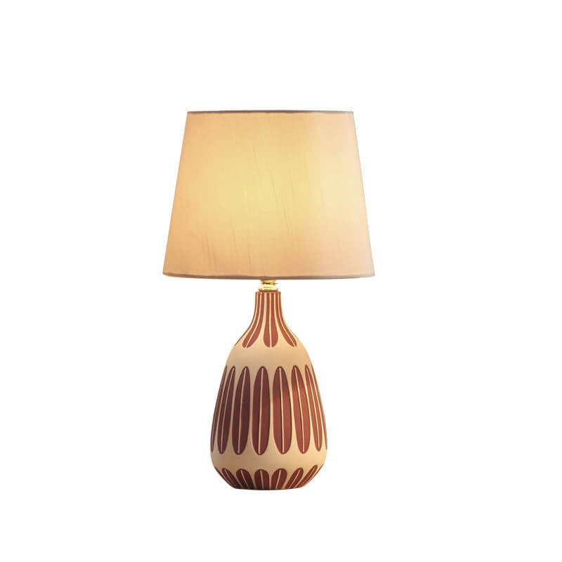 Nordic Vertical Pattern Ceramic Fabric 1-Light Table Lamp Lumendat