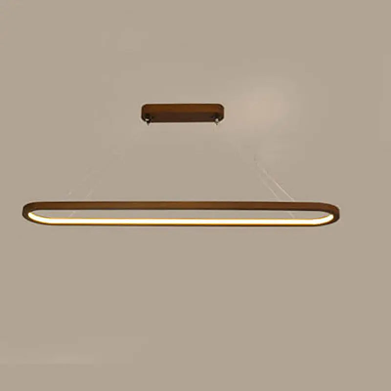 Modern Chinese Solid Wood Round Ring Frame Island Light LED Chandelier Lumendat