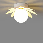 Contemporary Creative Cream Flower Pod Flower Globe Iron Glass 1-light Semi-flush Mount Ceiling Light for Hallway