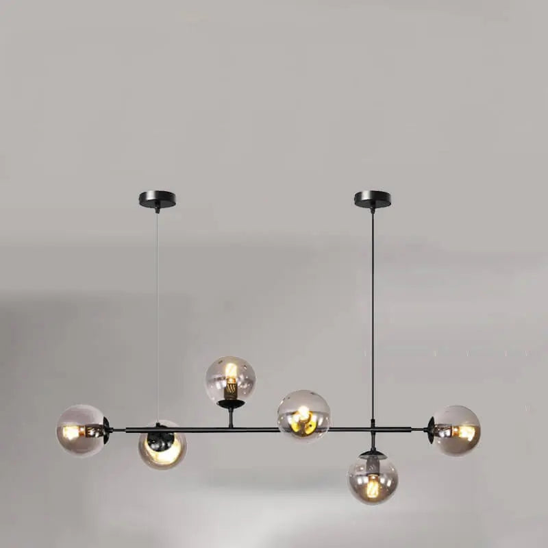 Nordic Minimalist Colorful Orb Metal Glass 6-light Island Light Chandelier BulbSquare