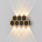 Outdoor Simple Hexagonal Combination Black Gold LED Wall Sconce Lamp