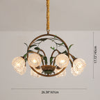 Modern Art Deco Iron Lacquered Ring Tulip Glass Crystal Shade 6/8-light Chandelier for Living Room BulbSquare