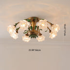 Traditional Rustic Floral Iron Glass 6/8/10 Light Semi-Flush Mount Ceiling Light For Living Room Lumendat
