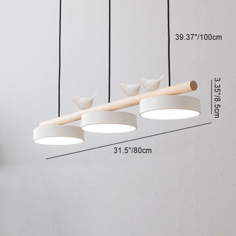 Nordic Creative Bird & Wood Round Island Light LED Chandelier – 6 Colors