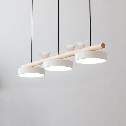 Nordic Creative Bird & Wood Round Island Light LED Chandelier – 6 Colors