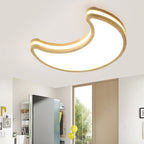 Lumendat Contemporary Nordic Kids Rubber Wood Glass Star Cloud Moon LED Flush Mount Ceiling Light For Bedroom Lumendat