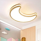 Lumendat Contemporary Nordic Kids Rubber Wood Glass Star Cloud Moon LED Flush Mount Ceiling Light For Bedroom Lumendat