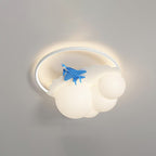 Lumendat Modern Kids Cloudy Airplane Iron Resin Rotomolded LED Flush Mount Ceiling Light Lumendat