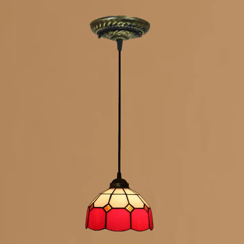 Tiffany Stained Glass Dome Shade European 1-light Pendant Light Lumendat