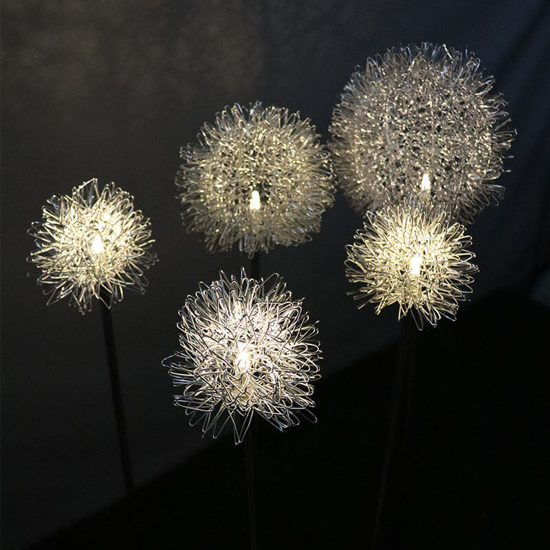 Solar Dandelion Aluminum Wire Globe Light LED Outdoor Waterproof Luminous Garden Insert Ground Landscape Light Lumendat