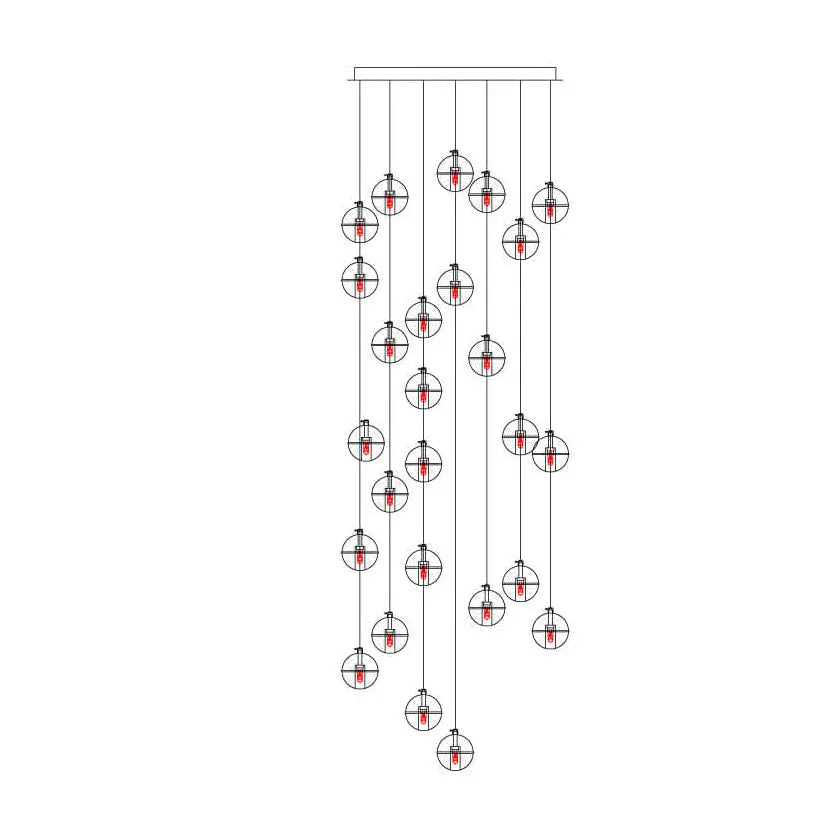 Modern Luxury Staircase Crystal Orb Ball Shade LED Loft Chandelier Lumendat