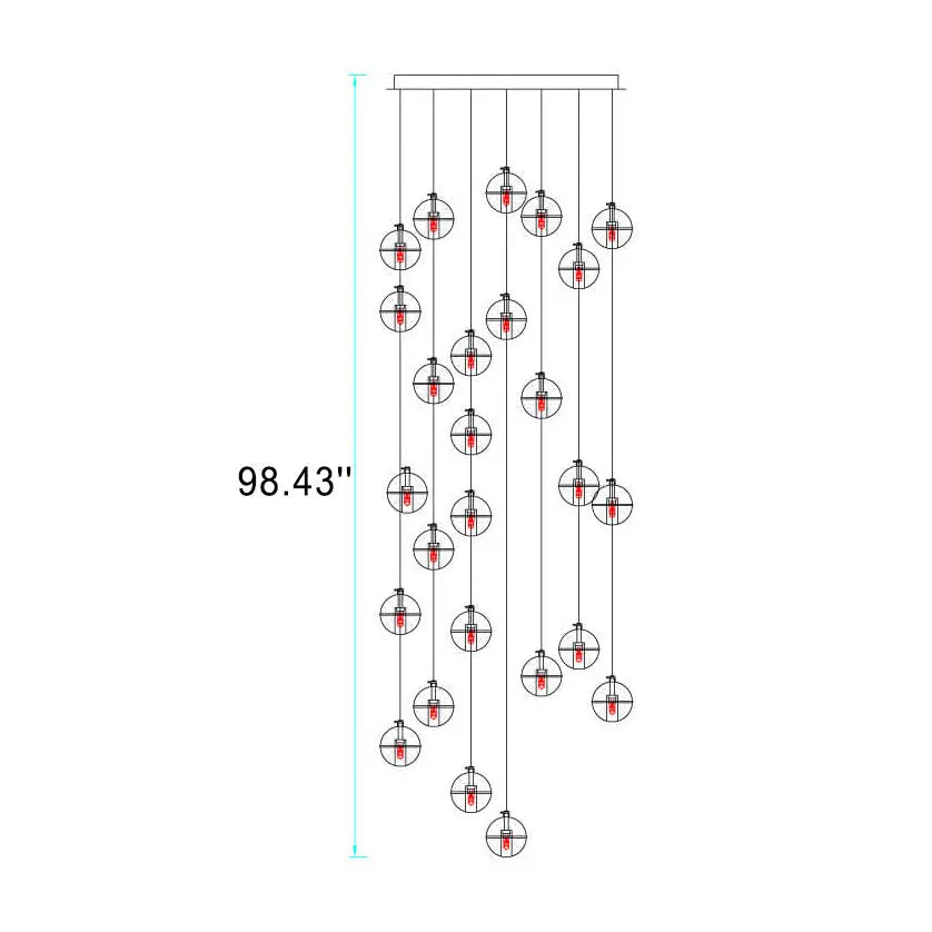 Modern Luxury Staircase Crystal Orb Ball Shade LED Loft Chandelier Lumendat