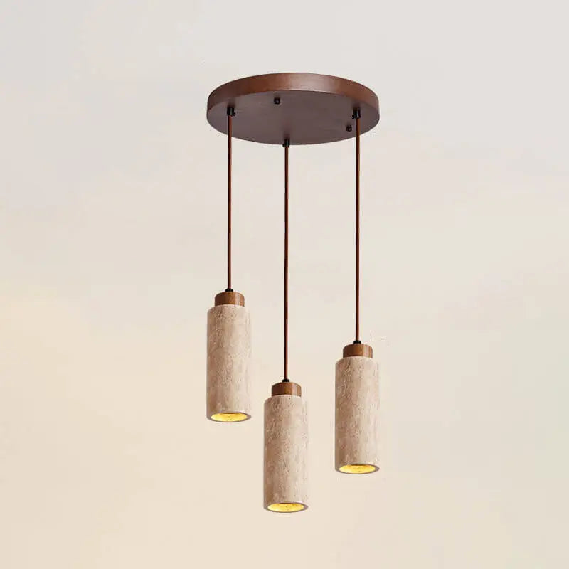 Japanese Wabi-sabi Solid Wood Stone 1/2/3-light Island Light Chandelier BulbSquare