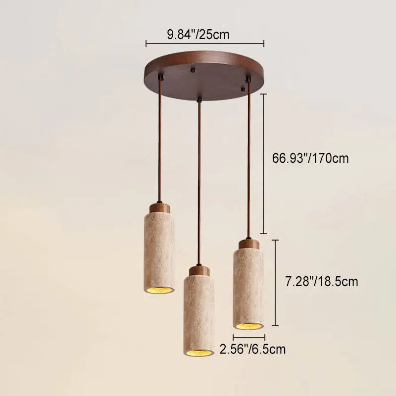 Japanese Wabi-sabi Solid Wood Stone 1/2/3-light Island Light Chandelier BulbSquare