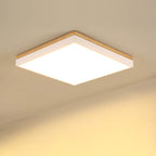 Modern Minimalist Solid Wood Acrylic Square Rectangle LED Flush Mount Ceiling Light for Living Room BulbSquare