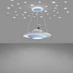 Lumendat Modern Art Deco Kids Iron Acrylic UFO Spaceship Astronaut Round LED Pendant Light For Bedroom Lumendat
