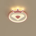 Lumendat Creative Simplicity Round Crown Diamond Acrylic Shade LED Kids Flush Mount Ceiling Light Lumendat