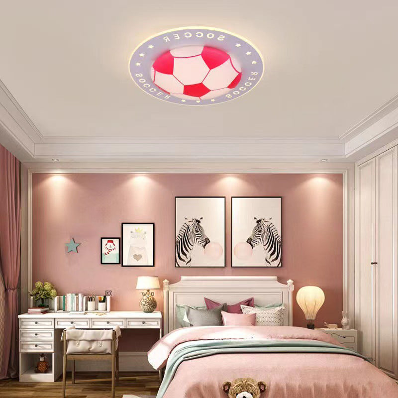 Modern Art Deco Soccer Ball Round Acrylic Iron LED Flush Mount Ceiling Light for Living Room
