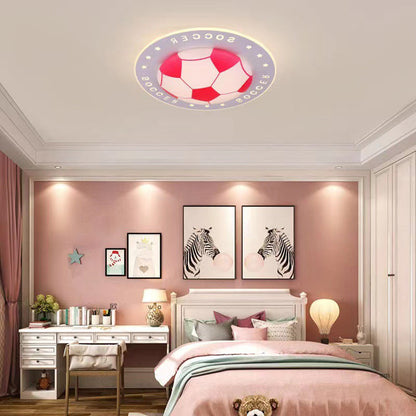Modern Art Deco Soccer Ball Round Acrylic Iron LED Flush Mount Ceiling Light for Living Room