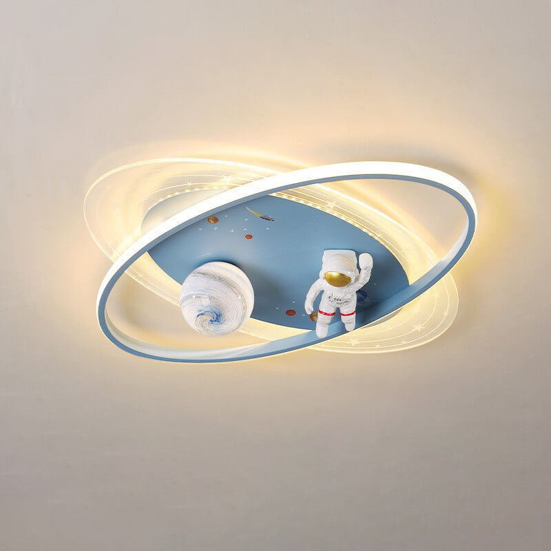 Lumendat Childlike Cartoon Resin Astronaut Round Acrylic LED Flush Mount Ceiling Light Lumendat