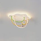 Lumendat Contemporary Creative Cartoon Astronaut Cloud Iron Aluminum Rainbow Curve LED Kids Flush Mount Ceiling Light For Bedroom Lumendat