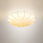 Nordic Minimalist White Beige Round Faux Silk 1/3/5-Light Flush Mount Light Lumendat