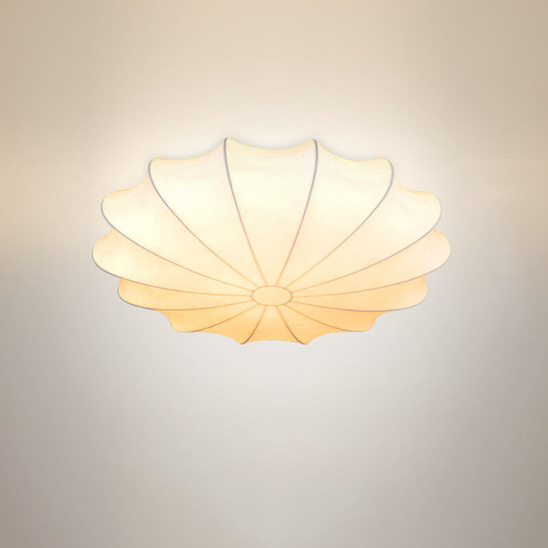 Nordic Minimalist White Beige Round Faux Silk 1/3/5-Light Flush Mount Light Lumendat