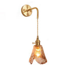 Modern Minimalist Eclectic Amber Glass Brass Iron Geometric 1-Light Wall Sconce Lamp For Living Room Lumendat