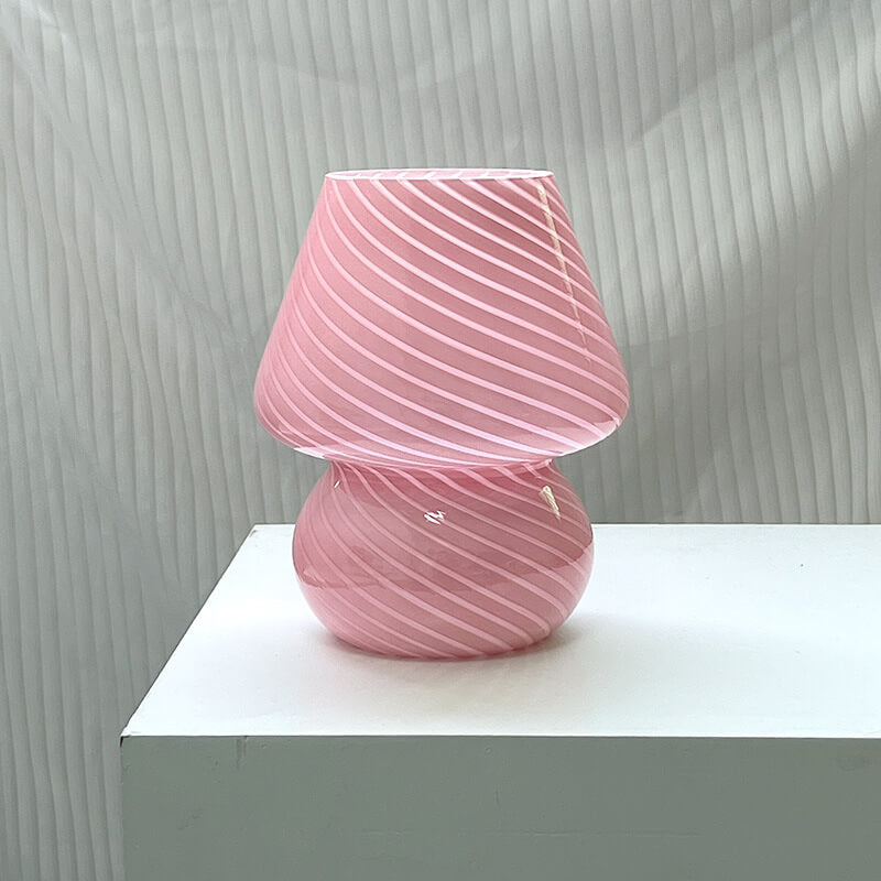 Modern Minimalist Striped Mushroom Glass 1-Light Table Lamp Lumendat