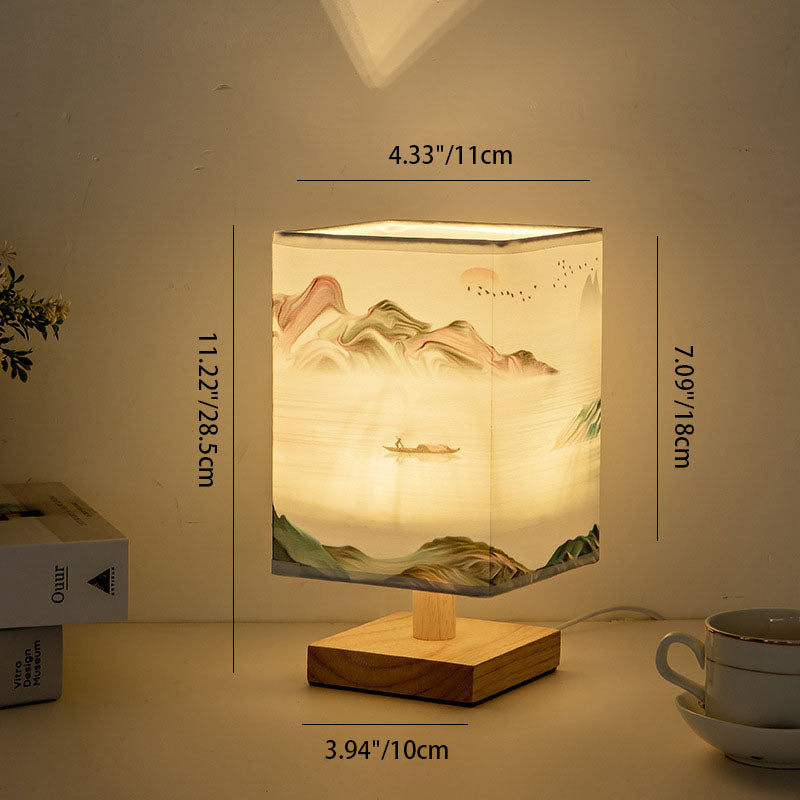 Contemporary Creative Fabric Square USB LED Table Lamp For Bedroom Lumendat