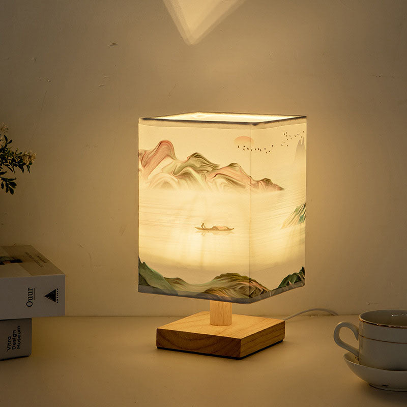 Contemporary Creative Fabric Square USB LED Table Lamp For Bedroom Lumendat