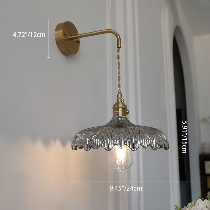 Modern Art Deco Iron Flower Glass Shade 1-Light Wall Sconce Lamp For Bedroom Lumendat