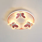 Lumendat Cartoon Creative Pink Butterfly Circle LED Flush Mount Ceiling Light Lumendat