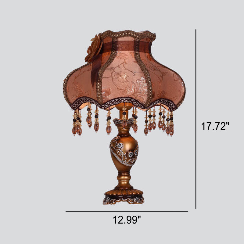European Luxury Fabric Lace Resin 1-Light Table Lamp Lumendat