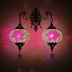 Tiffany Decorative Lantern Hardware Stained Glass 2-Light Wall Sconce Lamp Lumendat