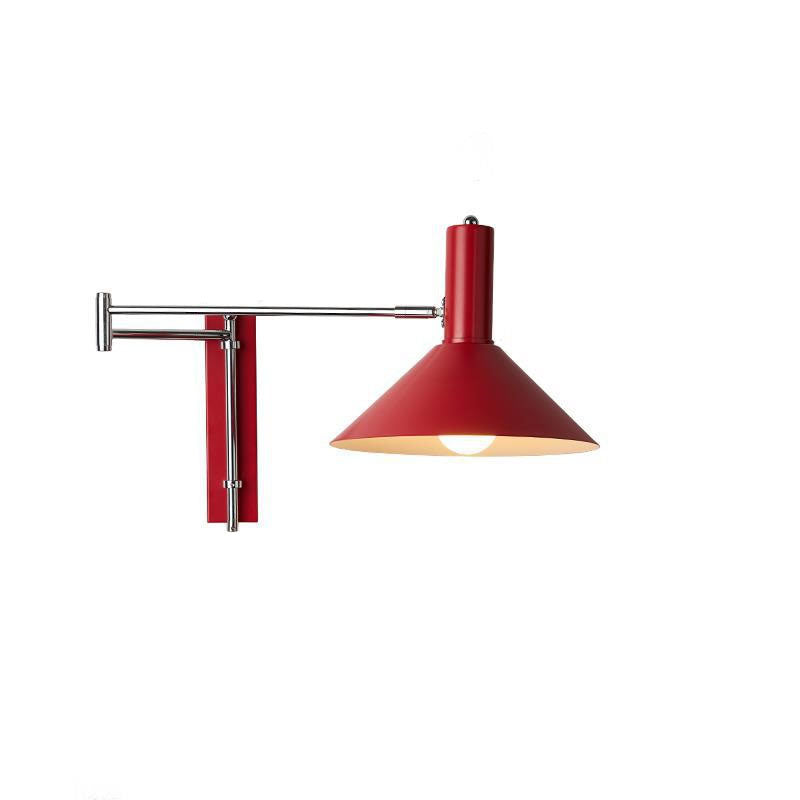 Modern Minimalist Round Tapered Iron 1-Light Retractable Wall Sconce Lamp For Bedroom Lumendat