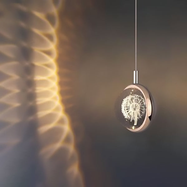 Modern Minimalist Round Ball Aluminum Crystal LED Pendant Light for Bedroom BulbSquare