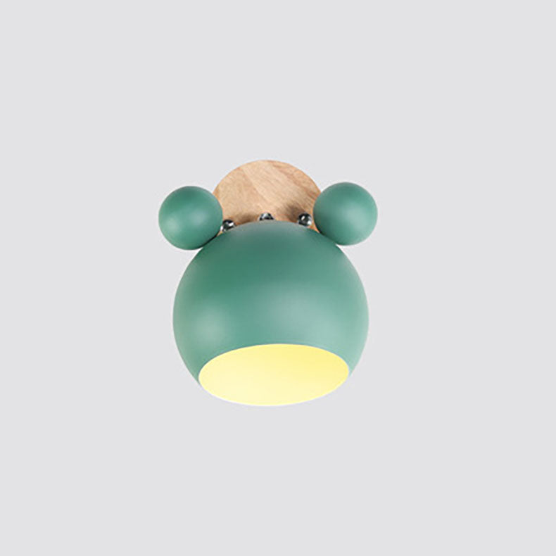 Lumendat Nordic Cartoon Bear Dome 1-Light Kids Wall Sconce Lamp Lumendat