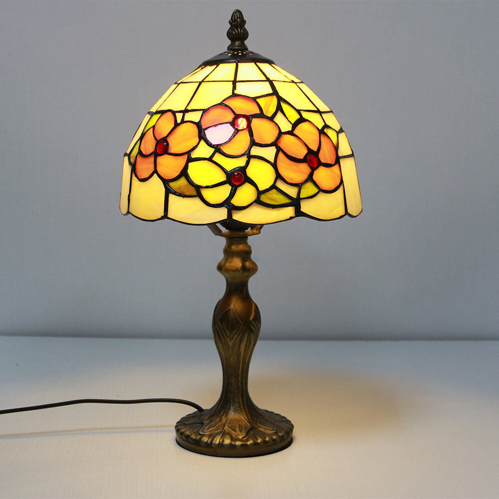 Vintage Tiffany Animal Flower Decoration Stained Glass Dome 1-Light Table Lamp Lumendat