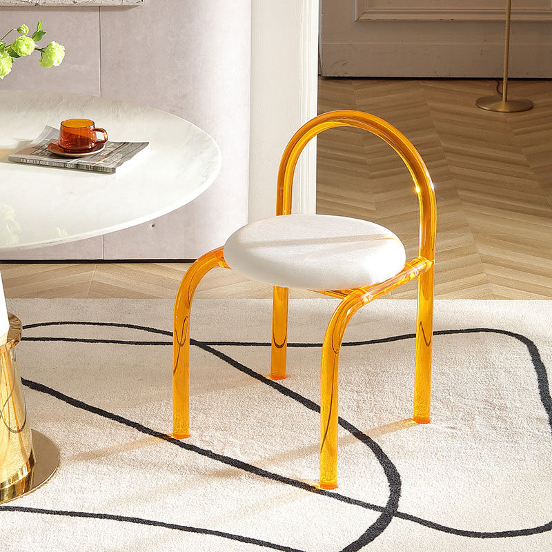 Contemporary Nordic Acrylic Velvet Sponge Round Arched Dining Chair Backrest For Dining Room DFM-F