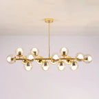 Contemporary Scandinavian Long Round Globe Iron Glass 16-light Island Light Chandelier for Dining Room Lumendat