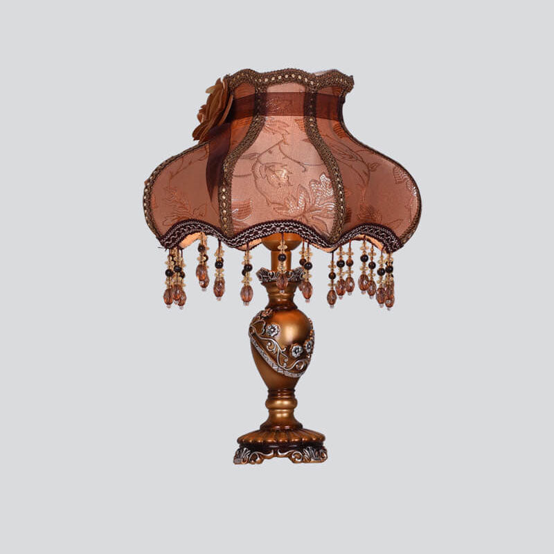 European Luxury Fabric Lace Resin 1-Light Table Lamp Lumendat
