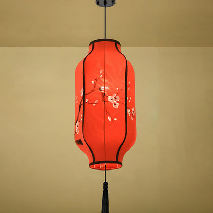 Oriental Antique Handmade Oval Lantern Fabric 1-Light Pendant Light