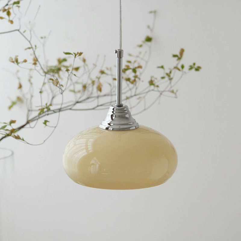 Traditional French Oval Iron Glass 1-light Pendant Light for Bedroom