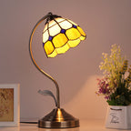 European Vintage Tiffany Round Head Glass Hardware 1-Light Table Lamp Lumendat
